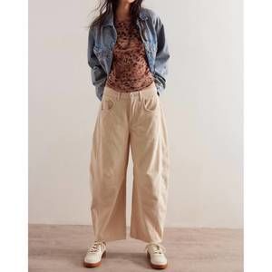 NWOT FREE PEOPLE good luck cord barrel jeans in crystal grey